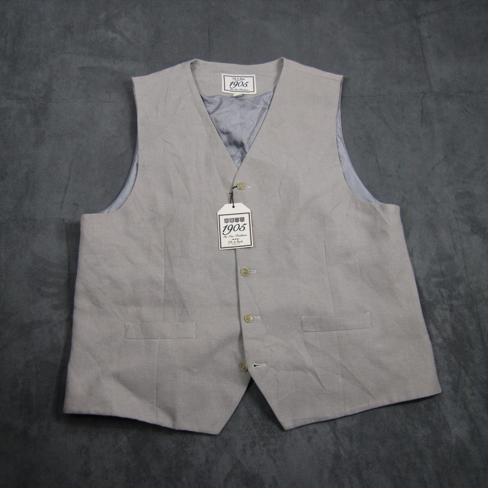 Jos. A. Bank 1905 Vest Men XXL Gray Cotton Linen Blend Waistcoat Button Front